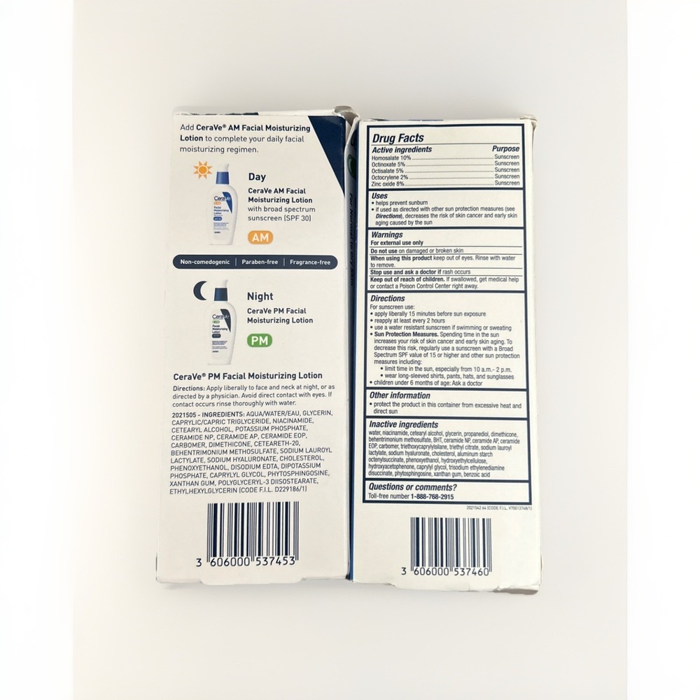 CeraVe AM/PM Facial Moisturizing Lotion Skin Care Set Ultra Lightweight, 3oz New - Picture 2 of 3